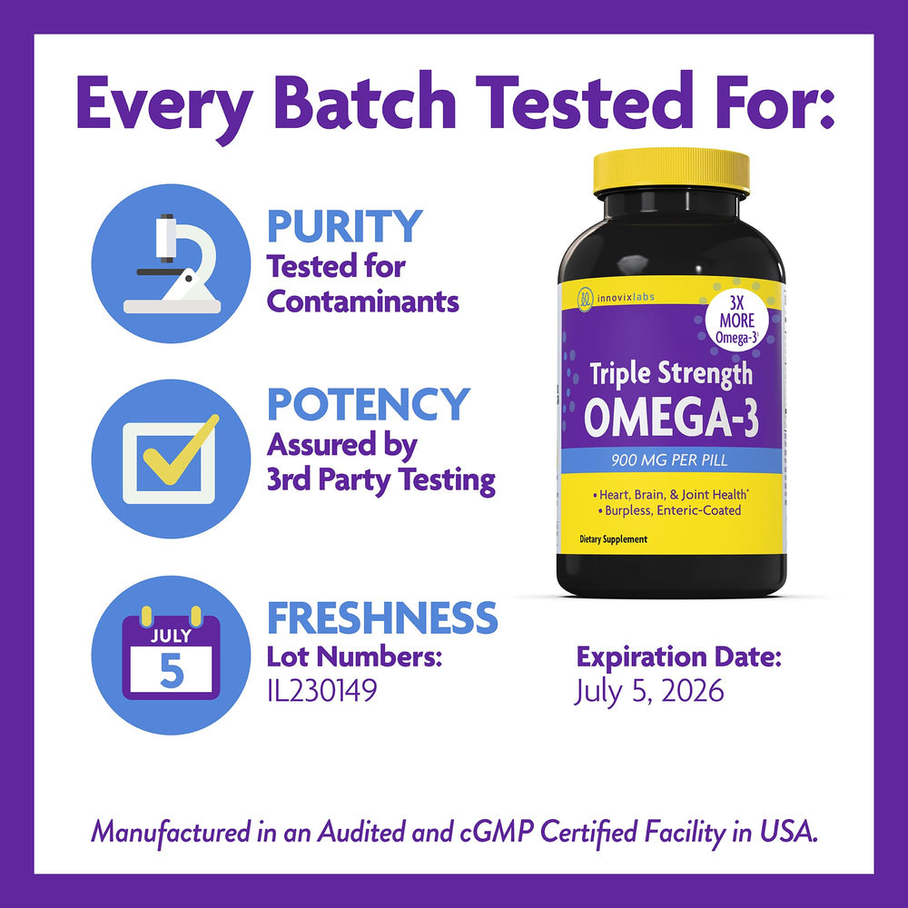 InnovixLabs non-GMO omega-3 label highlights clean ingredients.