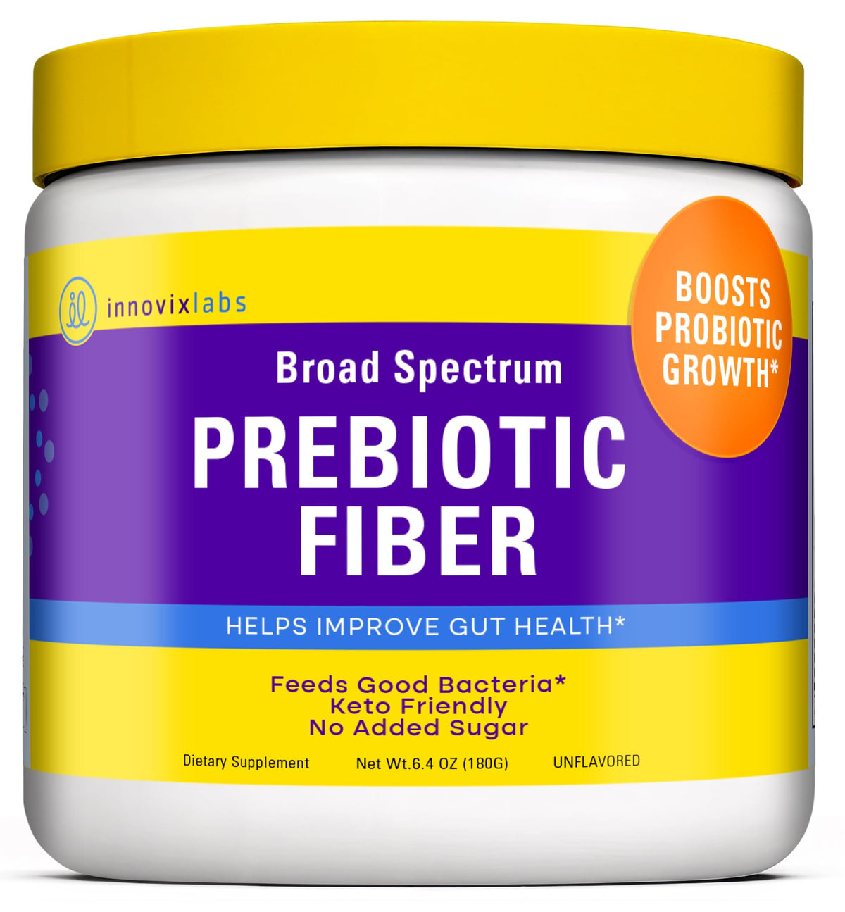 InnovixLabs Prebiotic Fiber Powder bottle ready for daily gut support.