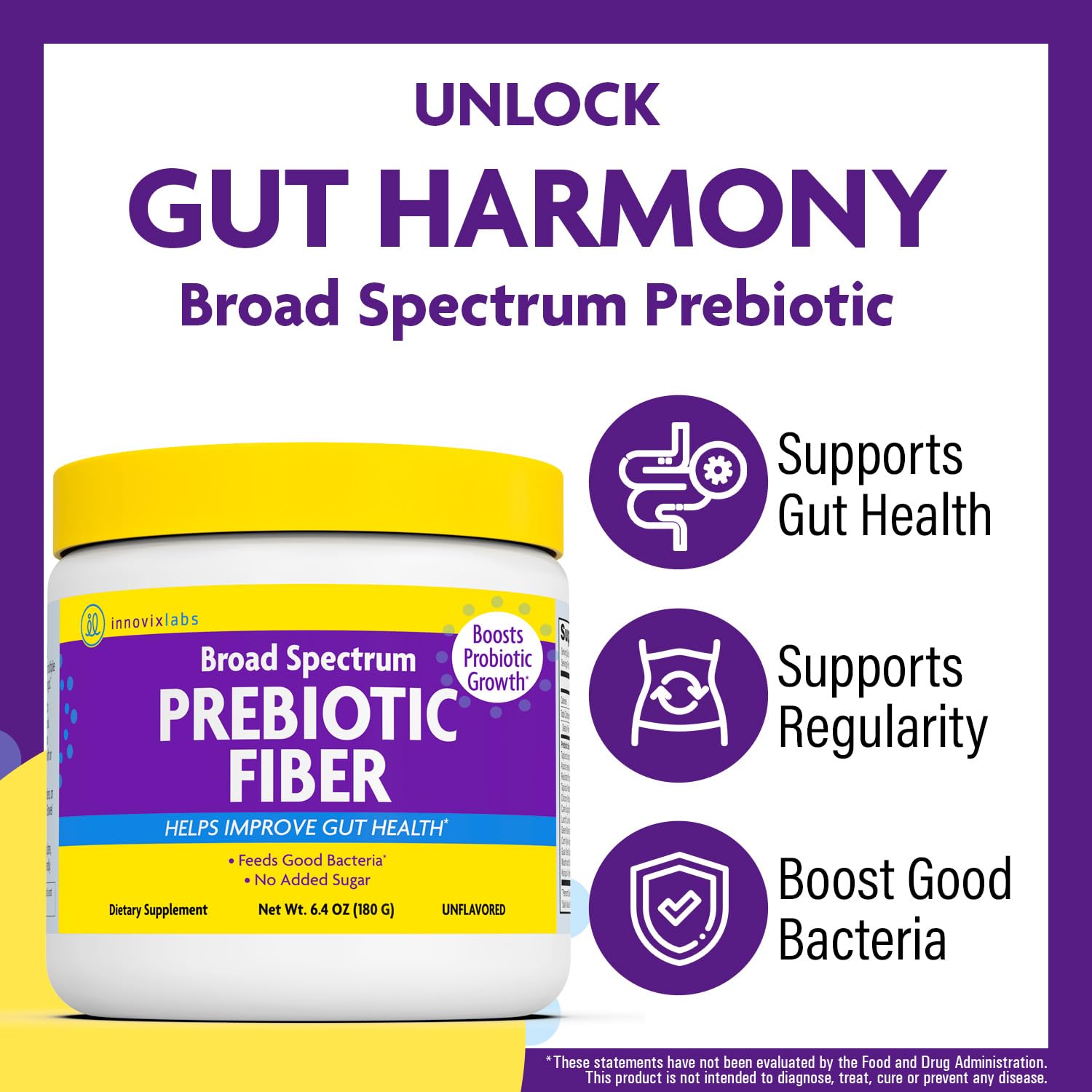 InnovixLabs Prebiotic Fiber Powder scoop measures daily fiber intake.