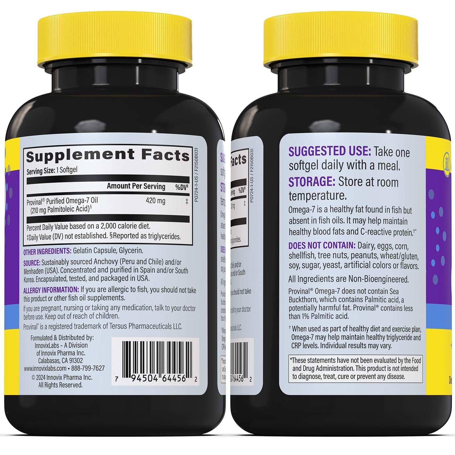 InnovixLabs Purified Omega 7 daily-dosage capsule ready for intake