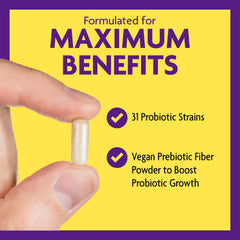 Third-party testing badge on InnovixLabs probiotic bottle for quality assurance.