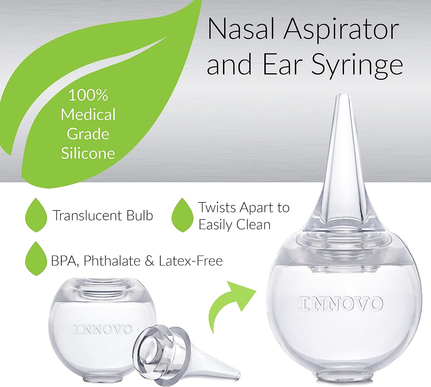 Innovo hospital-grade silicone ear syringe for gentle ear cleaning