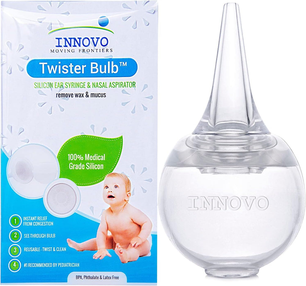Innovo Twister bulb nasal suction with clear mucus visualization