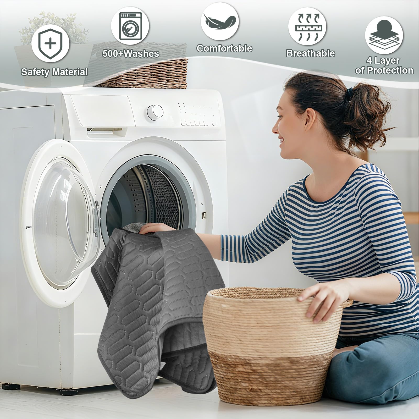 Inooro durable underpad withstands 500 wash cycles
