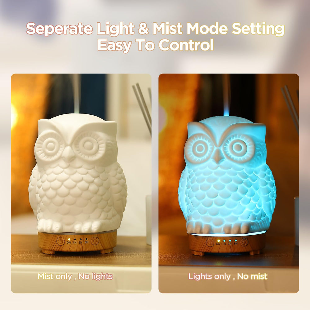 Inrorans Owl Diffuser 7-color LED provides customizable mood lighting