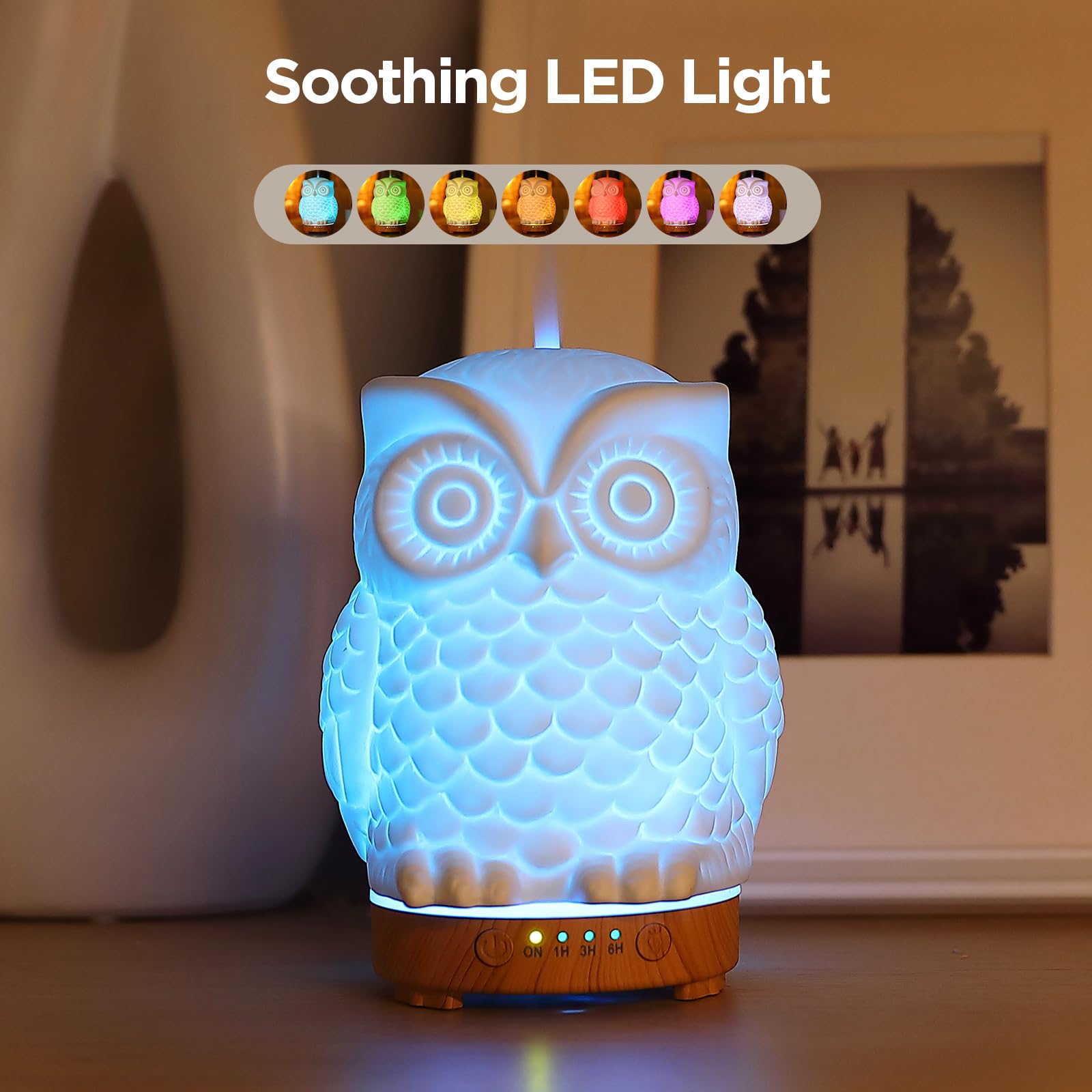 Inrorans Owl Diffuser LED night light adds warm ambience for bedrooms