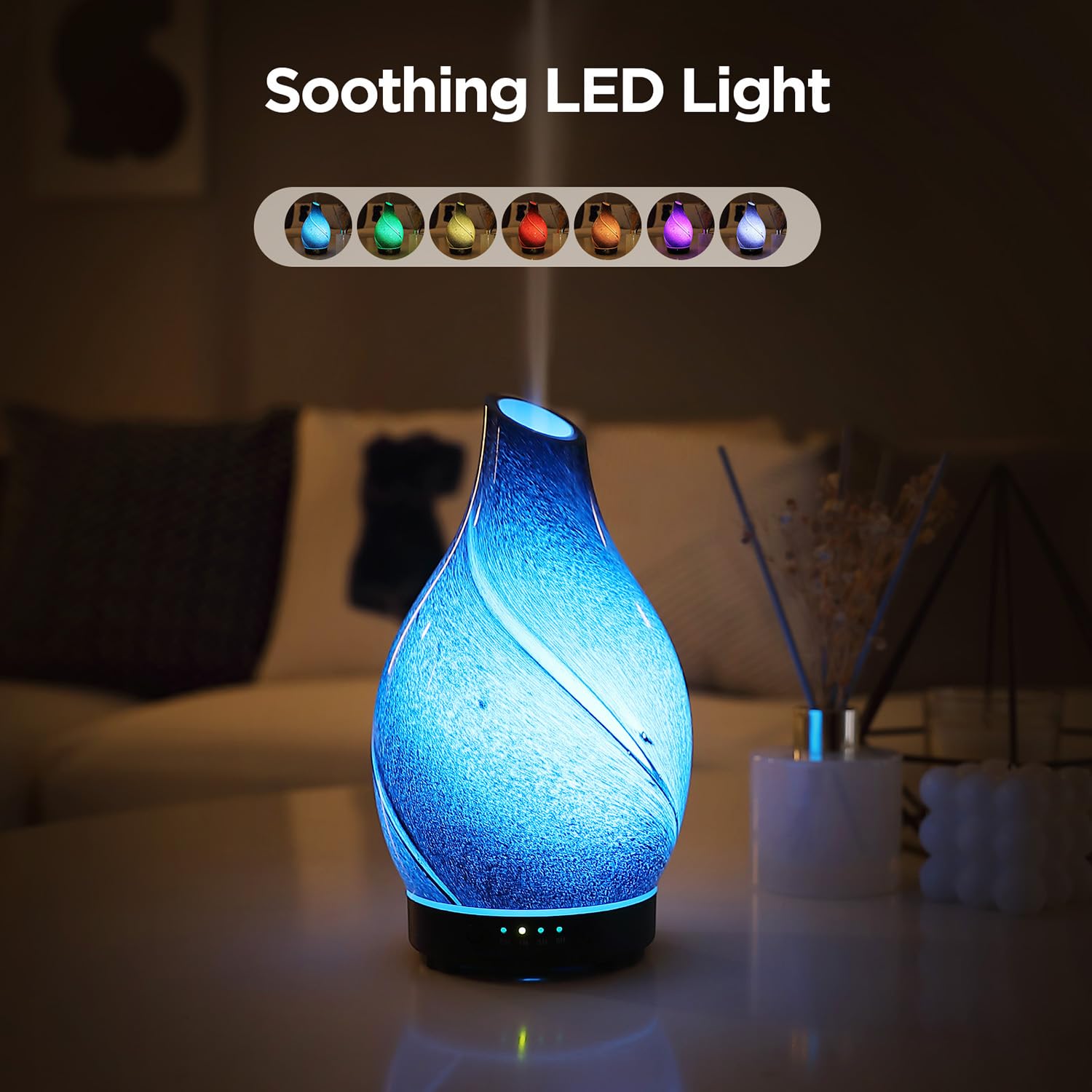 INRORANS Star River diffuser with LED night light showing color options.