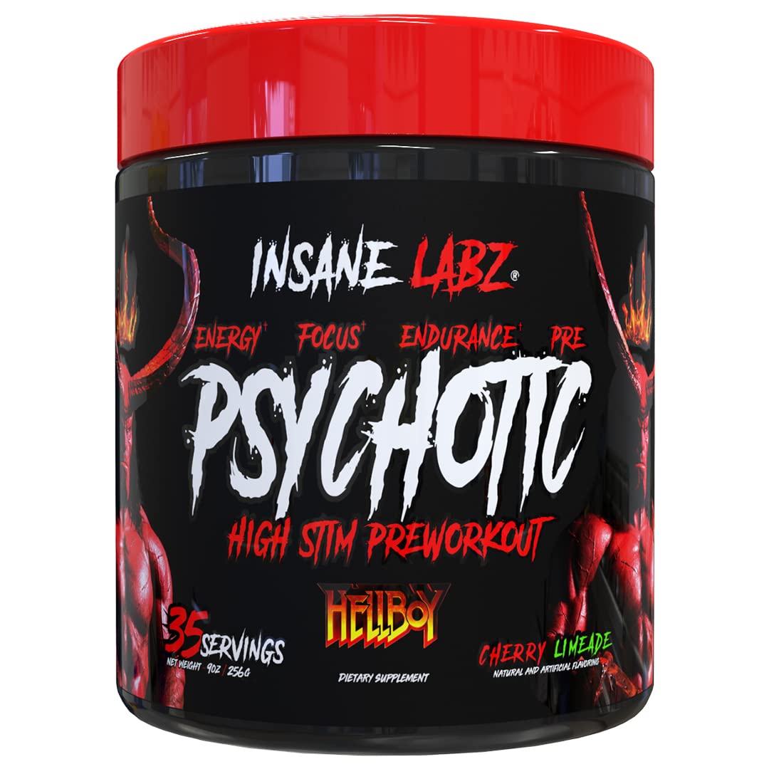 Insane Labz Hellboy Edition bottle front promoting energy and focus for workouts.