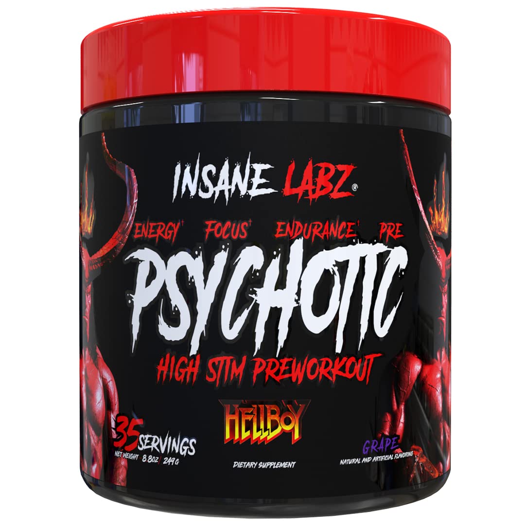 Insane Labz Hellboy Edition bottle front for a high-stim pre-workout designed for focus