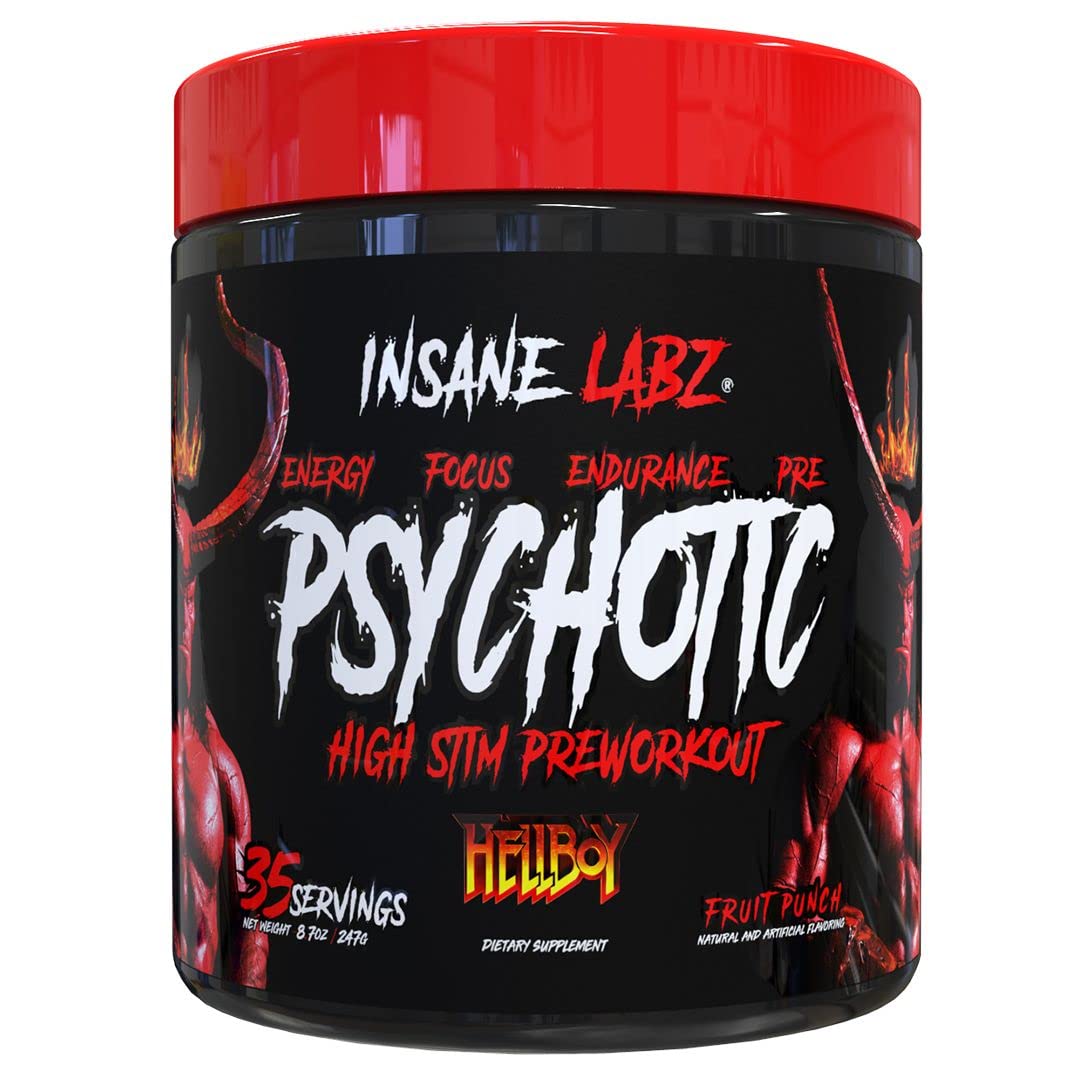 Insane Labz Hellboy Edition bottle front emphasizes energy and intensity for workouts.