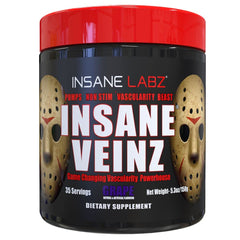 Insane Labz Insane Veinz bottle closed, non-stimulant nitric oxide support for vascularity