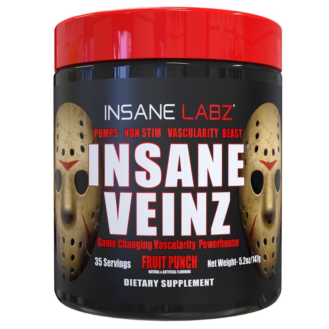 Insane Labz Insane Veinz bottle pour demonstrates a non stimulant nitric oxide blend for vascularity.