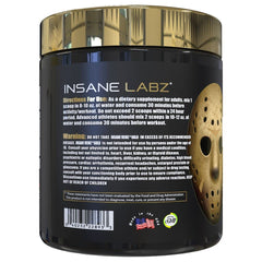 Insane Labz Veinz Gold powder close-up highlighting texture and non-stimulant formulation.