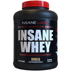 Insane Labz Insane Whey bottle with scoop for post-workout protein.