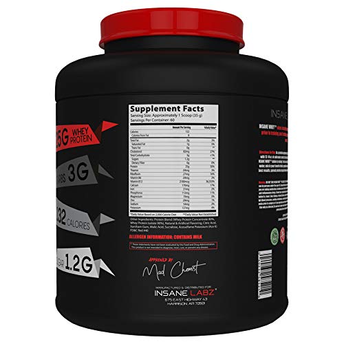 Insane Labz Insane Whey label closeup with macros and BCAA profile