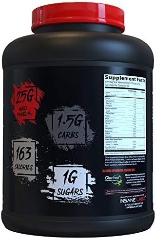 Insane Labz Whey Ripped with L-Carnitine and CLA highlights fat-loss ingredients.