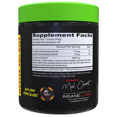 Psycho Sam watermelon tub with scoop highlights powder for a potent energy boost
