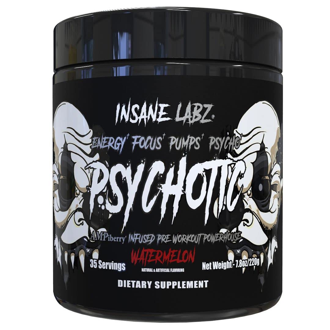 Insane Labz Psychotic Black Edition bottle pour for instant workout energy.