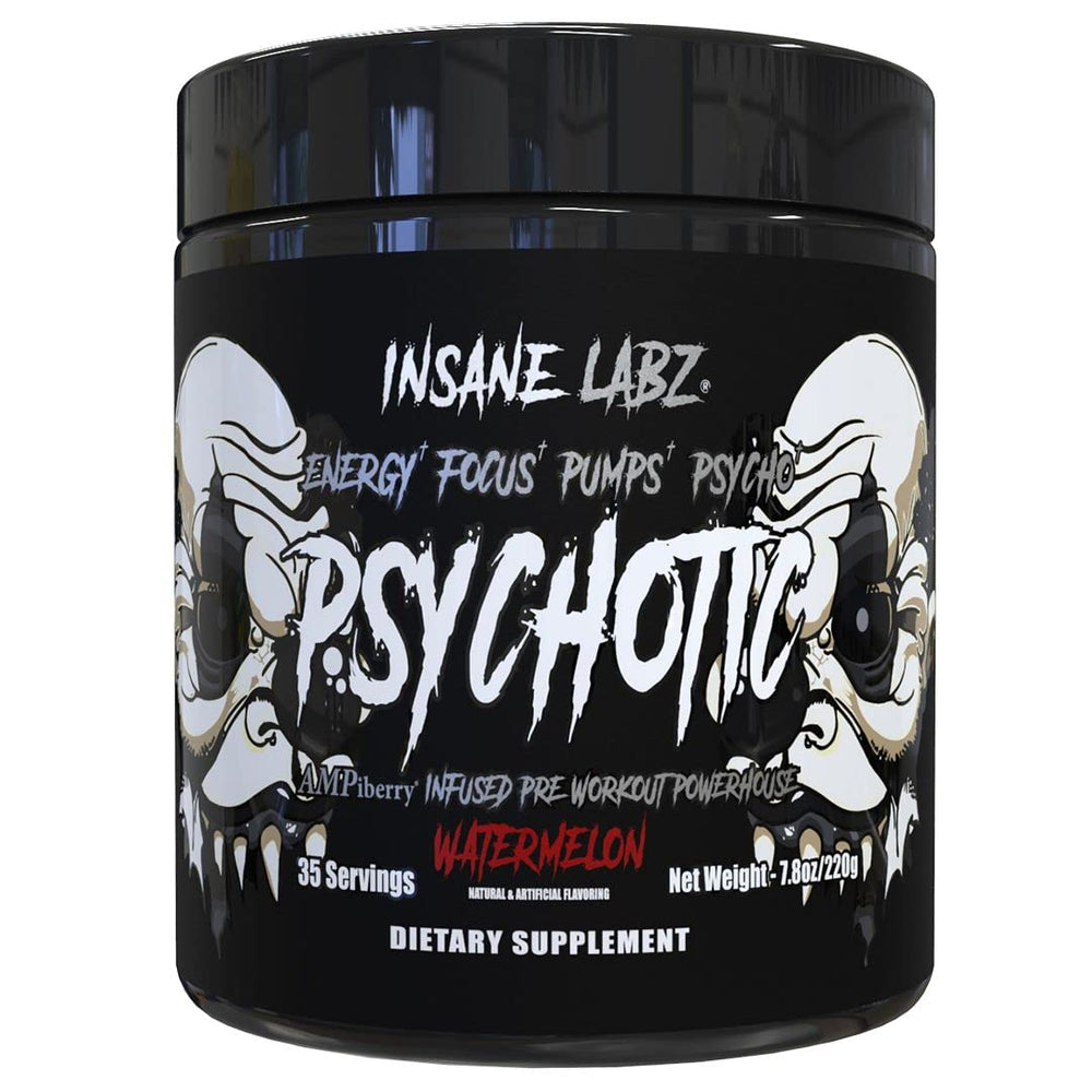Insane Labz Psychotic Black Edition bottle pour for instant workout energy.