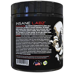 Insane Labz Psychotic Black Edition label highlights Infinergy and caffeine blend.