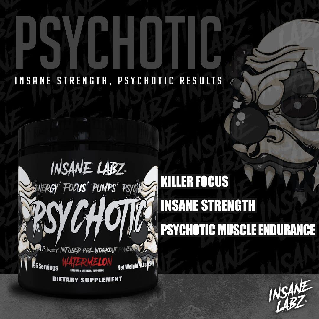 Insane Labz Psychotic Black Edition powder texture reveals premium formula.