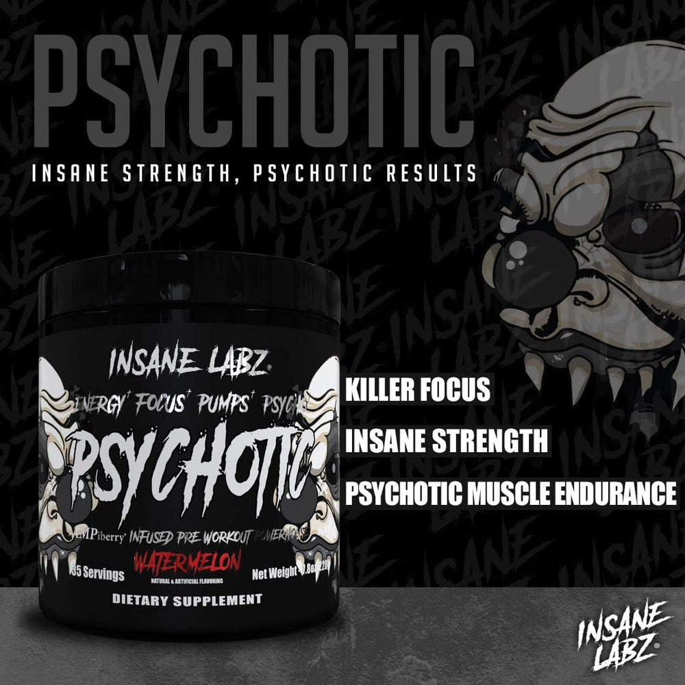 Insane Labz Psychotic Black Edition powder texture reveals premium formula.