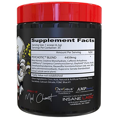Insane Labz Psychotic dispensing scoop for precise dosing before workouts.