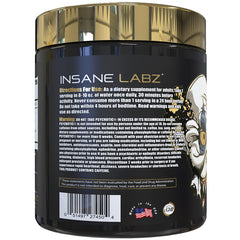 The Psychotic Gold bottle back reveals supplement facts and serving information for informed dosing.