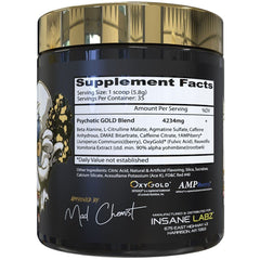 Psychotic Gold energy image showing a clean, sustained boost during workouts.