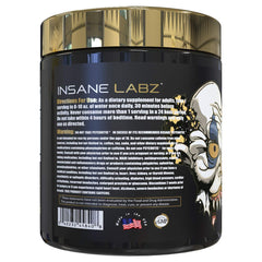 Close-up of the Psychotic Gold label highlighting the formula.