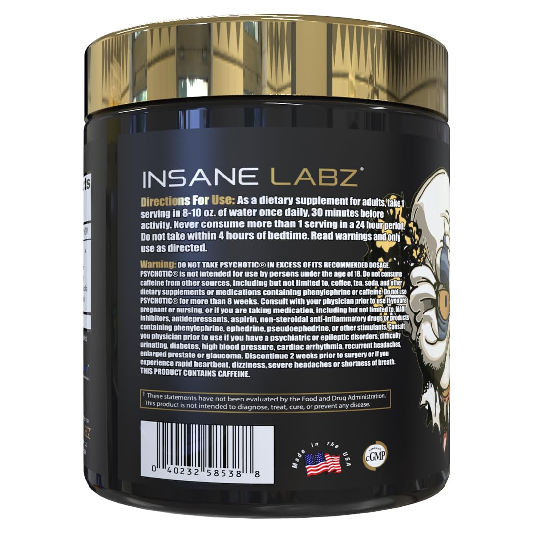Psychotic Gold powder being poured into a glass for quick, focused energy.