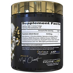 Closeup of Psychotic Gold powder highlighting premium NO boosters