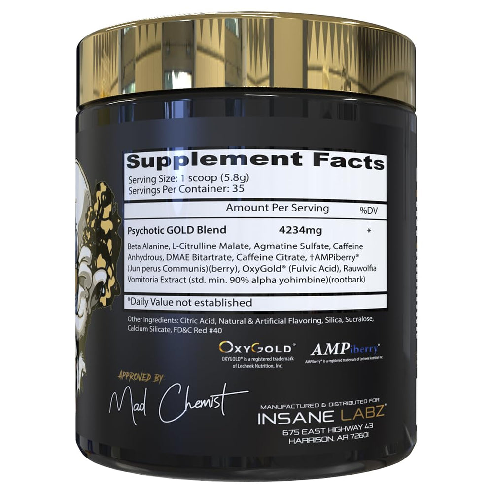 Insane Labz Psychotic Gold pump graphic shows vein-boosting potential.