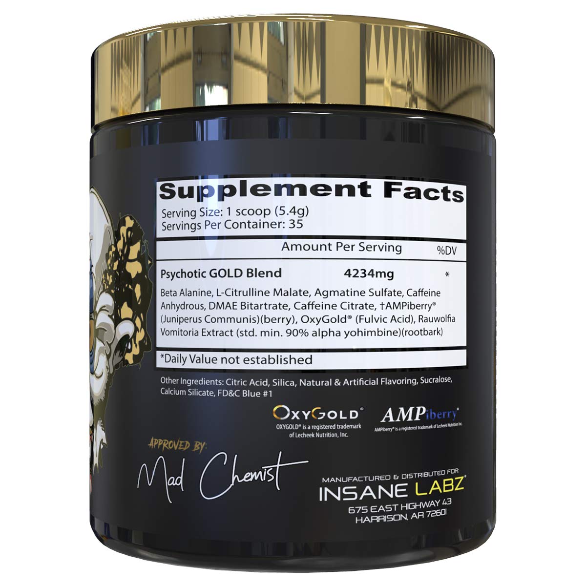 Psychotic Gold scoop with blue punch powder ready to mix.