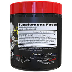 Insane Labz Psychotic label close-up highlights key focus ingredients.