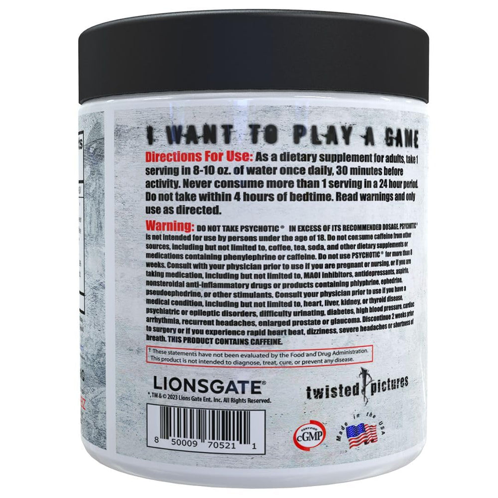 Insane Labz Psychotic Saw scoop ready for precise pre-workout dosing.