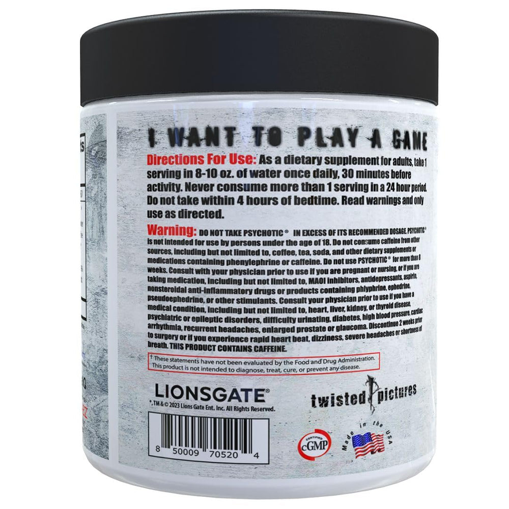 Serving scoop of Psychotic SAW reveals potent pre-workout blend