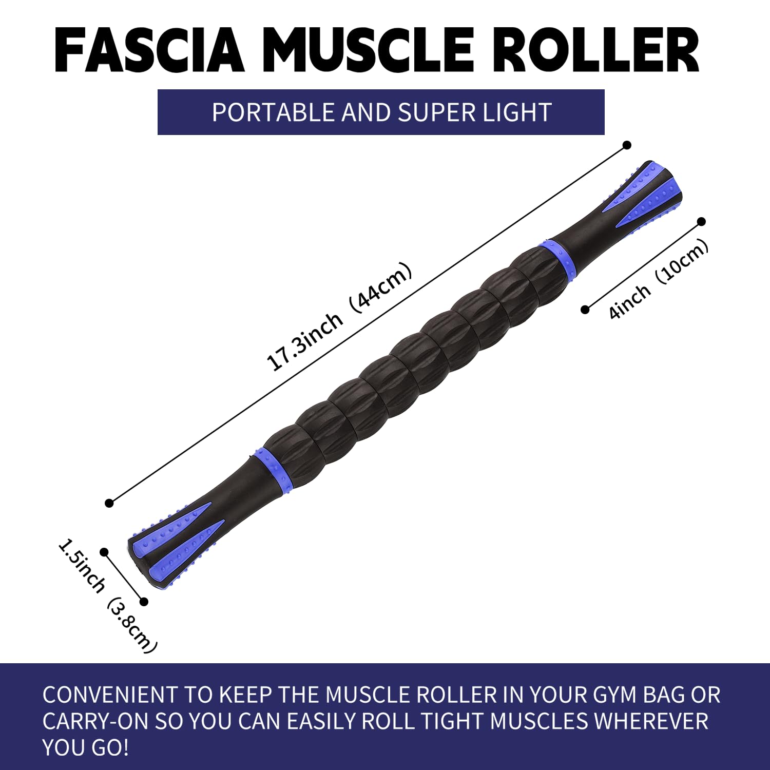 Inscool Massage Roller Stick travel-friendly design in a gym bag