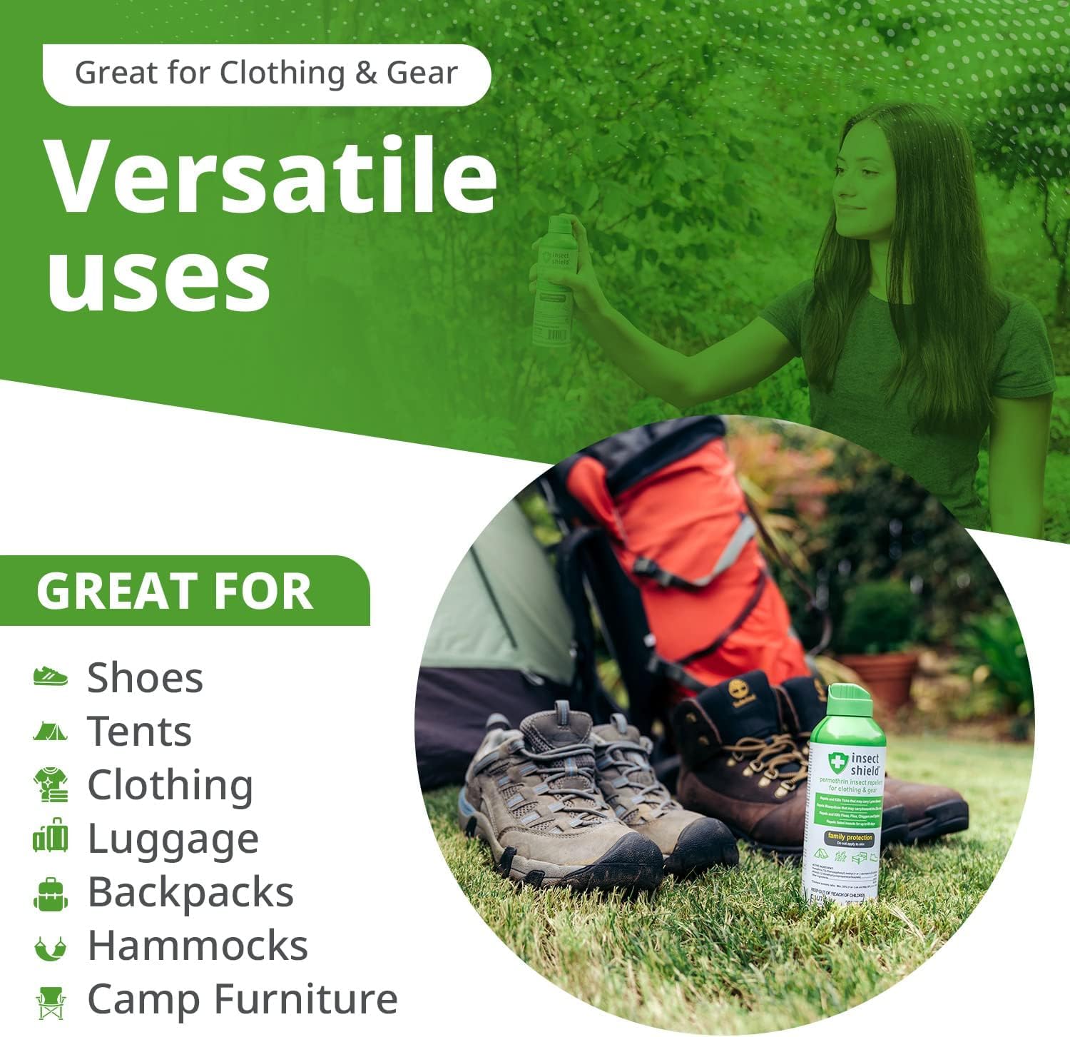 Insect Shield treating sleeping bags reduces insect exposure at night.
