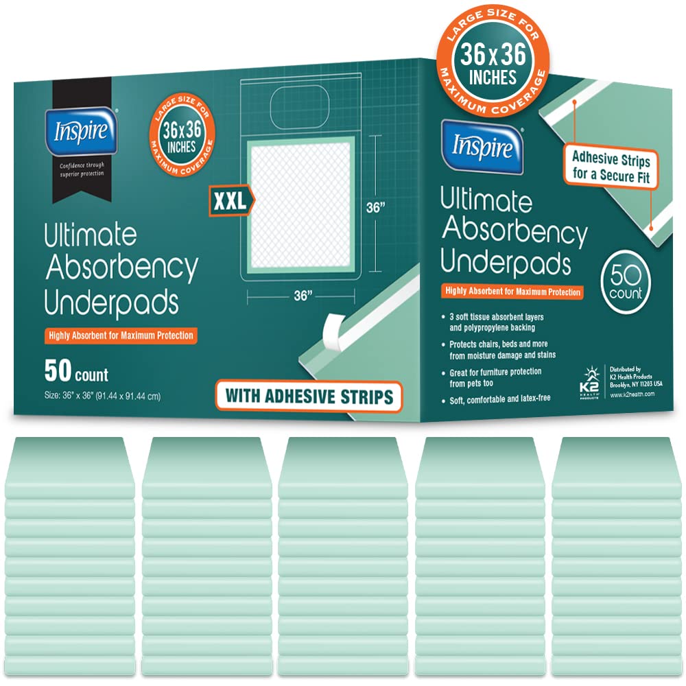 Inspire 50-pack underpads for bulk, convenient care