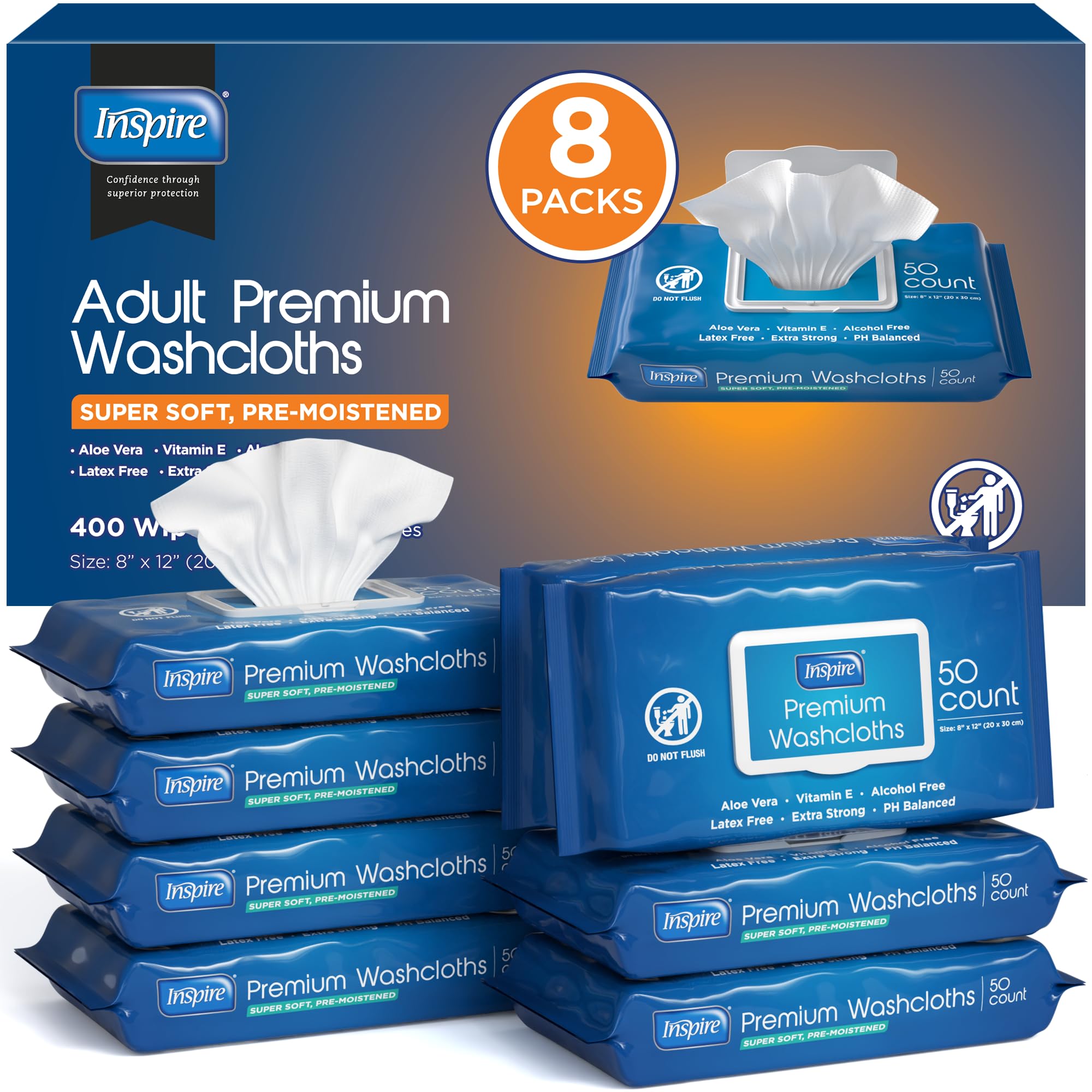 Inspire adult wipes in a dispensing pack for quick caregiving touch-ups.
