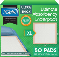 Inspire bed pad 30x36 with waterproof backing keeps surfaces dry