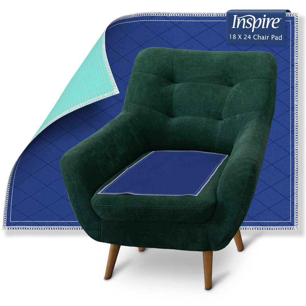 Inspire chair pad waterproof 18x24 keeps furniture dry.