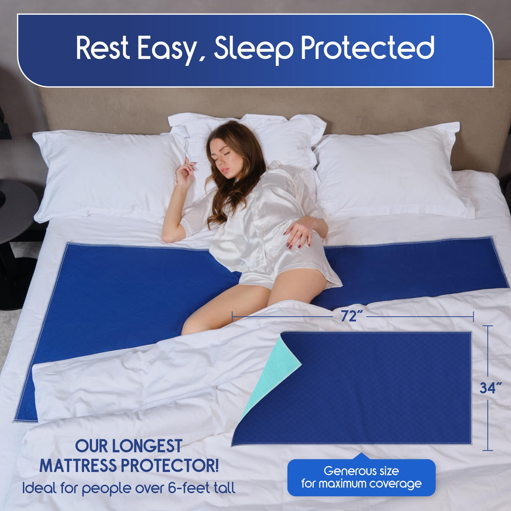 Inspire oversized 34x72 underpad providing full bed protection for adults and kids.