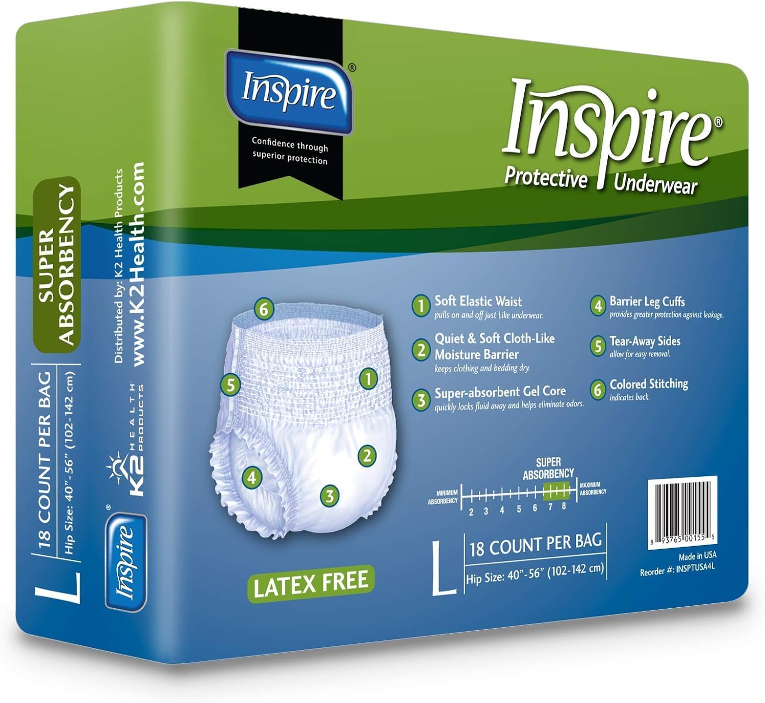Inspire Protective Underwear absorbent gel core captures moisture
