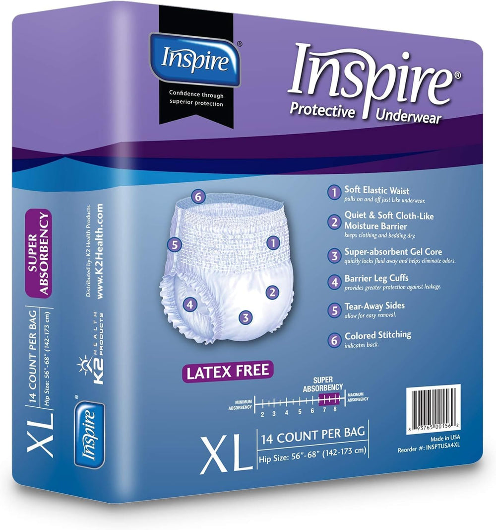 Inspire protective underwear XL 56-count bundle supports reliable day-to-day wear