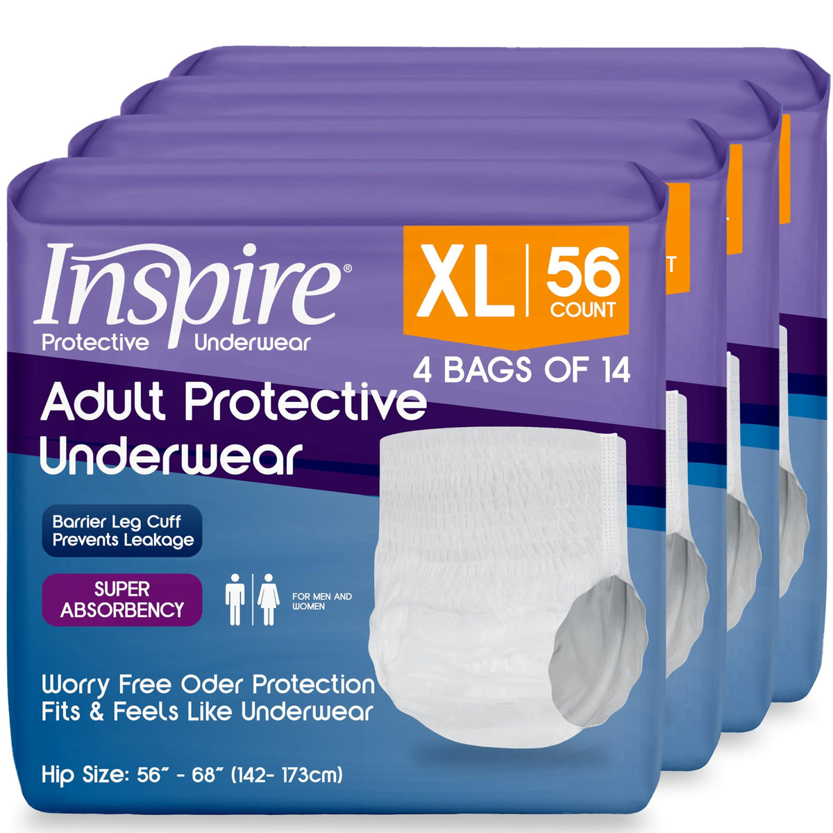 Inspire protective underwear XL back view shows discreet absorbent protection for daily wear