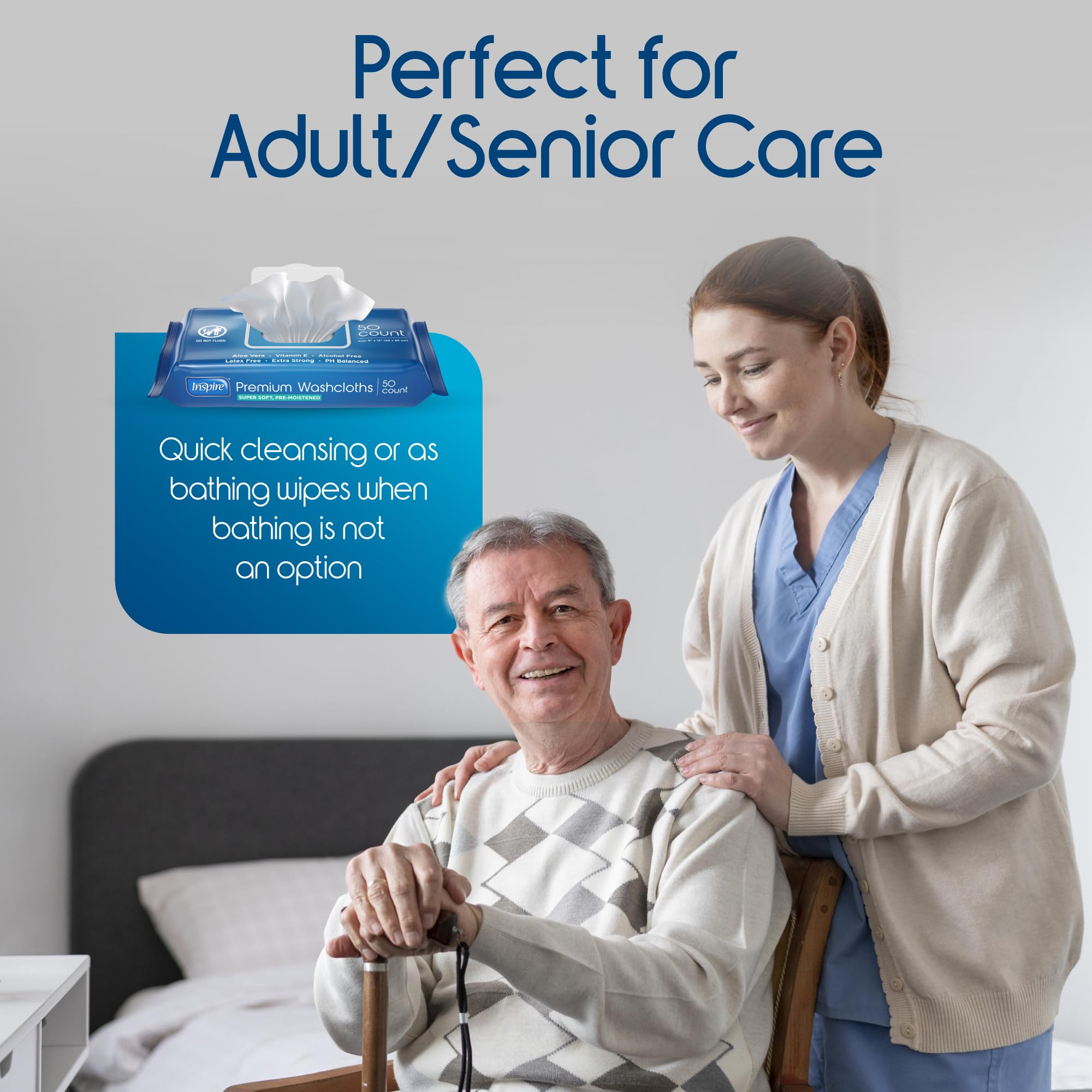 Inspire senior care wipes suitable for incontinence care