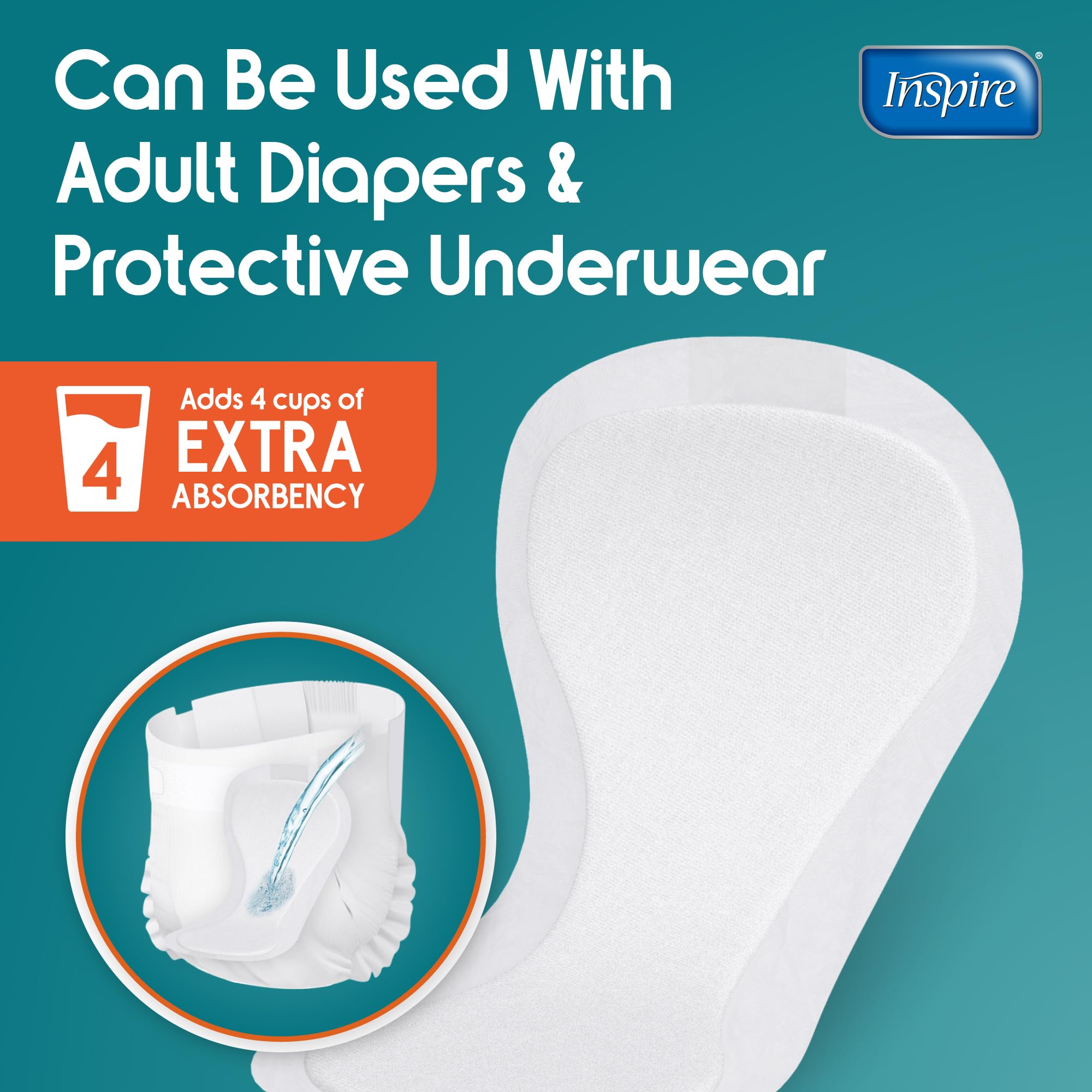 Inspire Ultra Booster Pad adhesive strip keeps pad secure during movement.