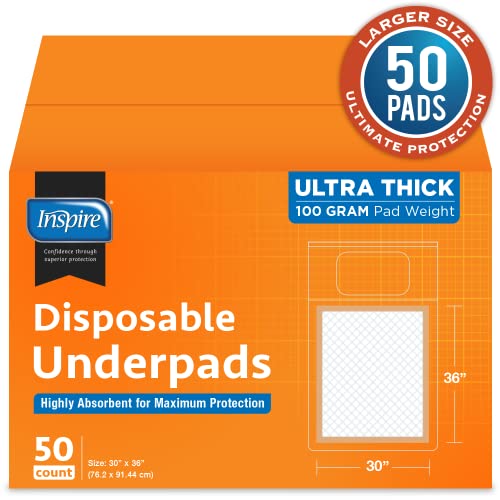 Inspire XL chronic incontinence bed pad pack for home care.